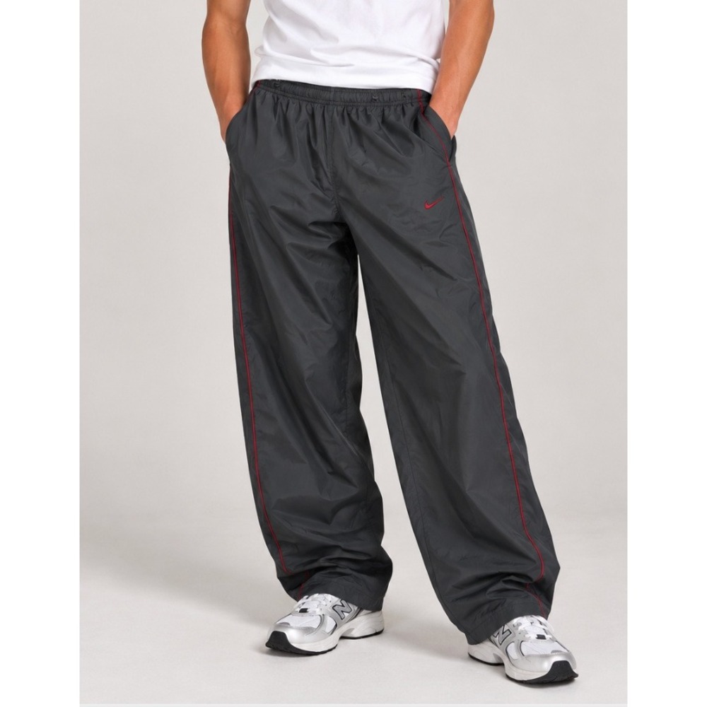 NEW Nike Sportswear Mens XXL Track Pants Charcoal Grey Red Piping 322551-005